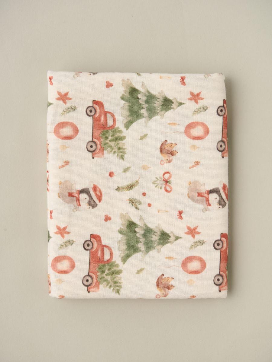 Пеленка Little Star фланелевая 115х90 614021 (мз) пингвины и елочки, крем