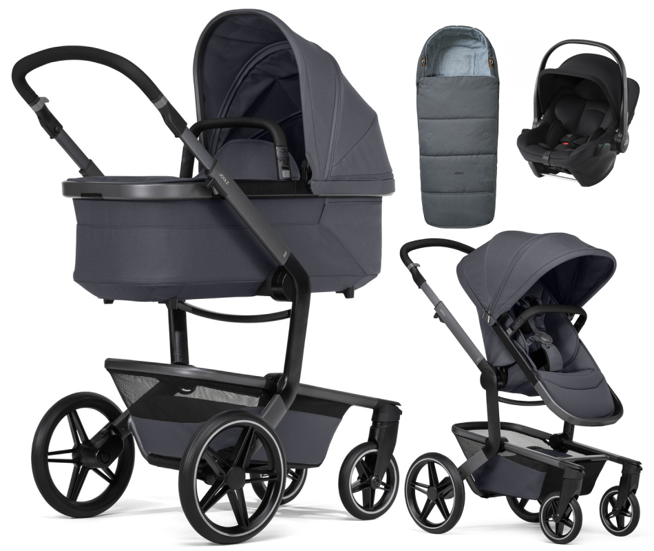 Детская коляска 3 в 1 Joolz Day 5 и автокресло Baby-Safe Core Space Black без адаптеров + конверт в подарок Stone grey
