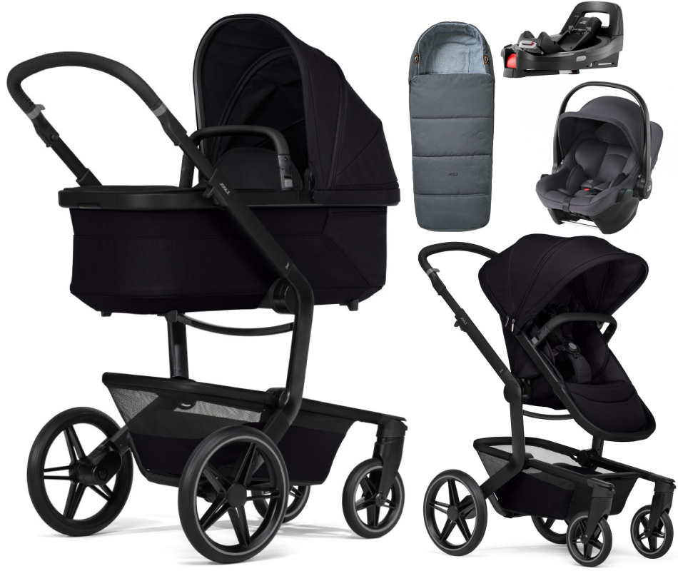 Детская коляска 4 в 1 Joolz Day 5 и автокресло Baby-Safe Core Midnight Grey и база Vario Base 5Z без адаптеров + конверт в подарок Space black