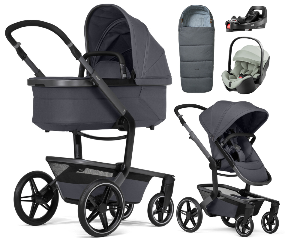 Детская коляска 4 в 1 Joolz Day 5 и автокресло Britax Roemer Baby-Safe Pro Style Sage green и база Vario Base 5Z без адаптеров + конверт в подарок Stone grey