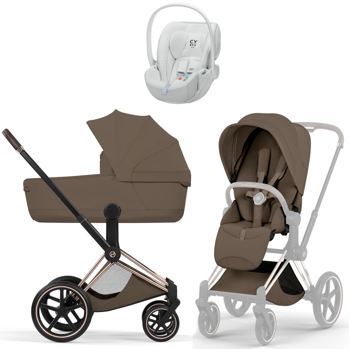 Коляска Cybex Priam V Rosegold Style Cloud T Urban Mobility White 3 в 1 Coconut Brown
