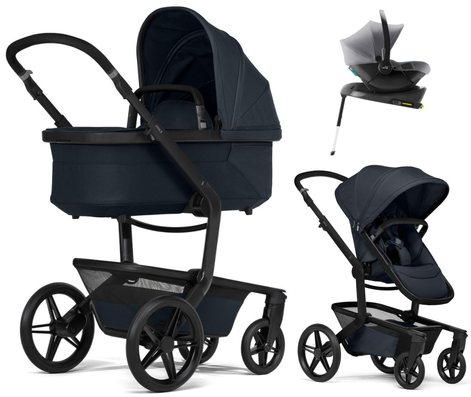 Детская коляска 4 в 1 Joolz Day 5 и автокресло Baby-Safe Core Frost Grey и база Baby-Safe Core Dark Navy Blue