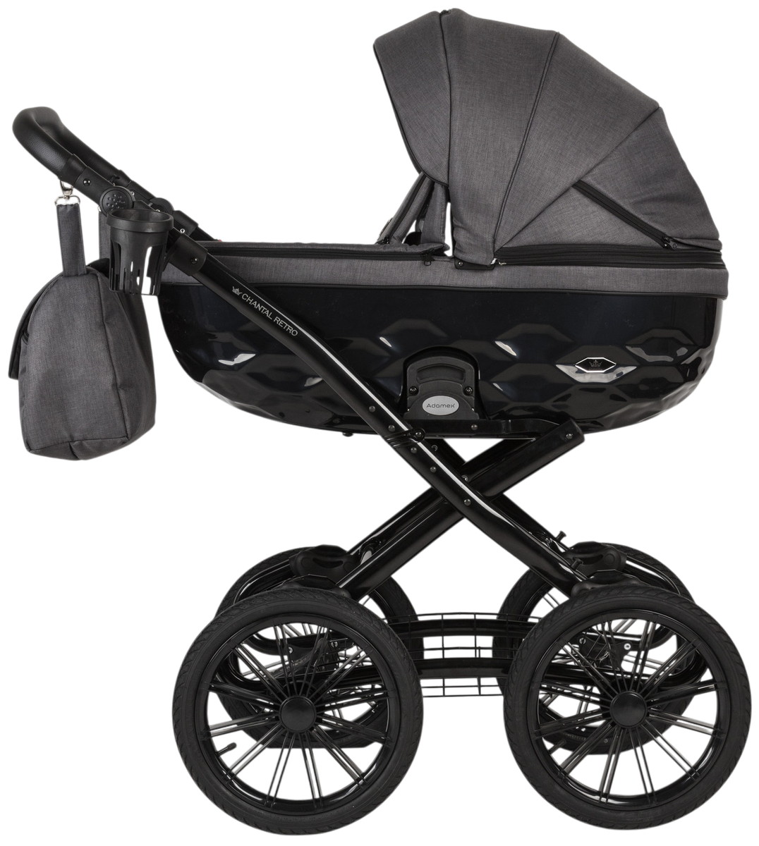 Детская коляска Adamex Chantal Retro 3 в 1 TK66A (Т.СЕРАЯ)