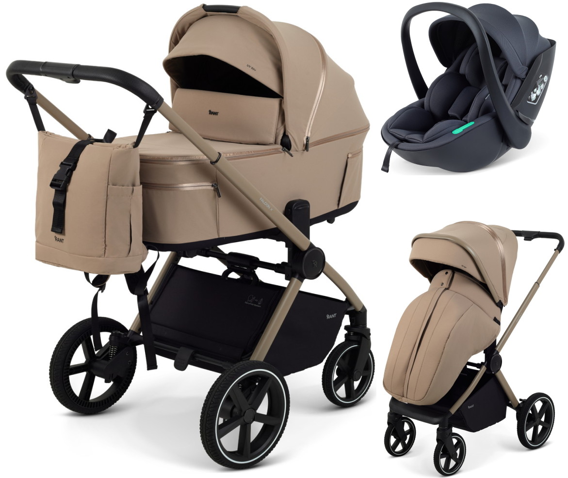 Детская коляска Rant Falcon X 3 в 1 RA126 с автокреслом Miro Dark Grey Beige