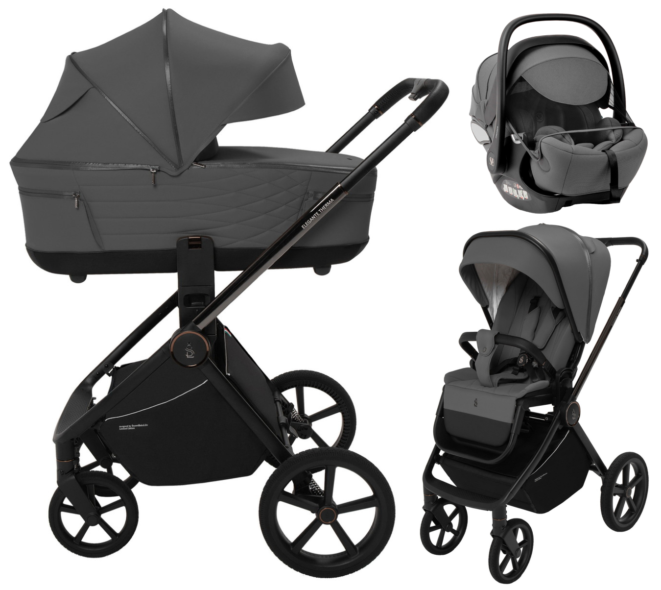 Коляска 3 в 1 Sweet Baby SBL Elegante Therma + автокресло Premier Grey Dark Grey