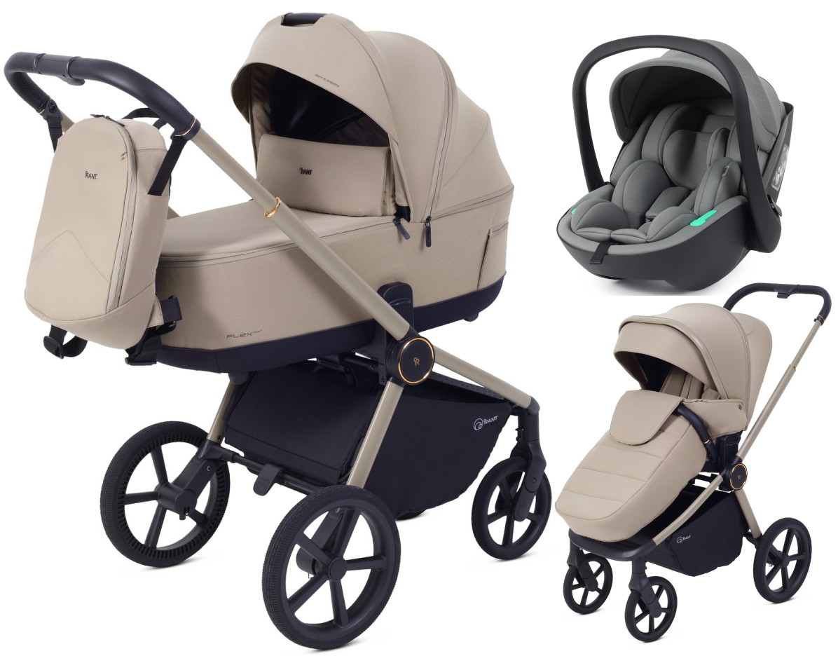 Детская коляска Rant Flex Therm Soft 3 в 1 с автокреслом Miro Olive Sandy Beige