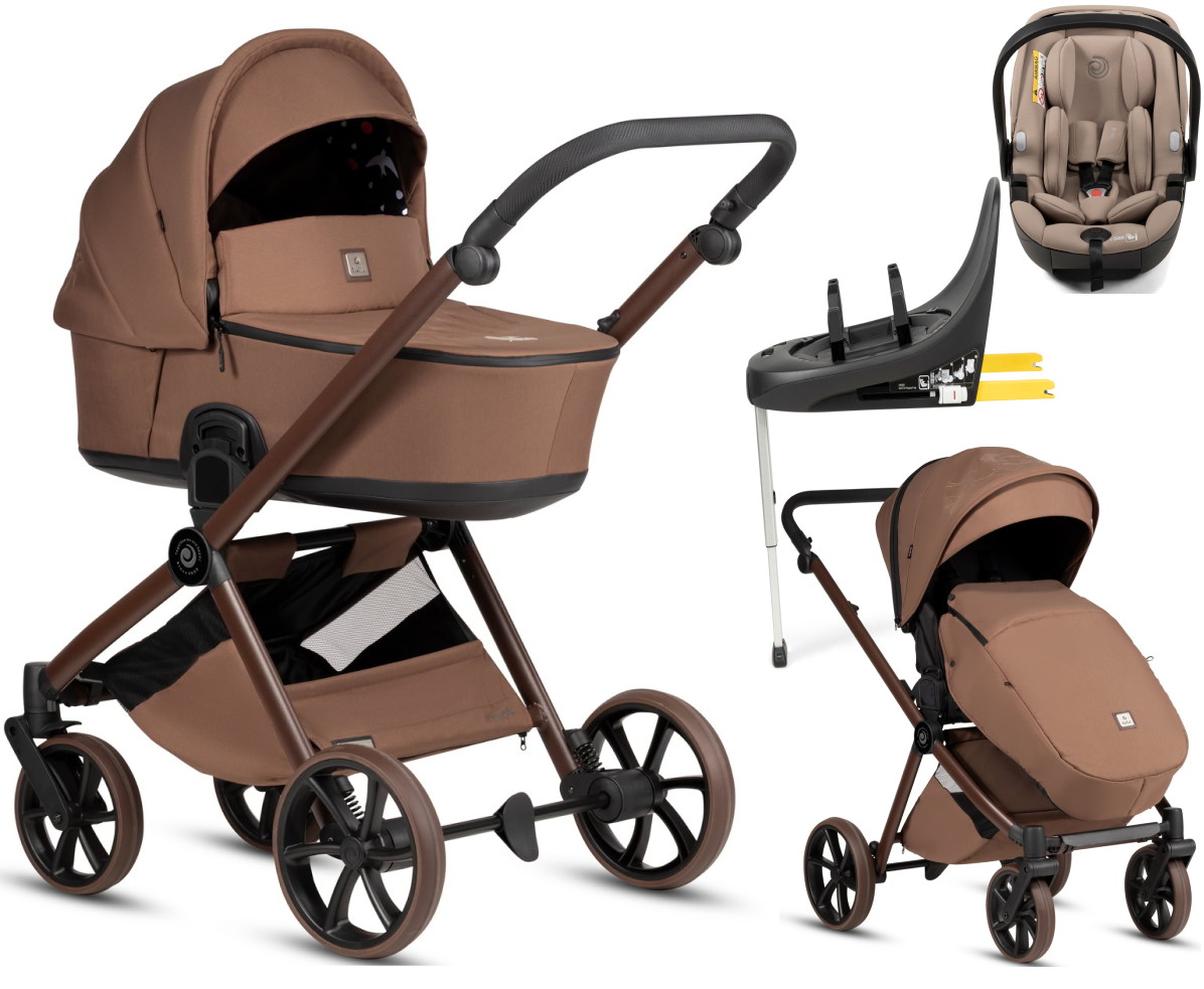Детская коляска Tutis Mio 3 Plus Limited New 4 в 1 с автокреслом Beno Beige и базой 1622016 Hoopoe Brown
