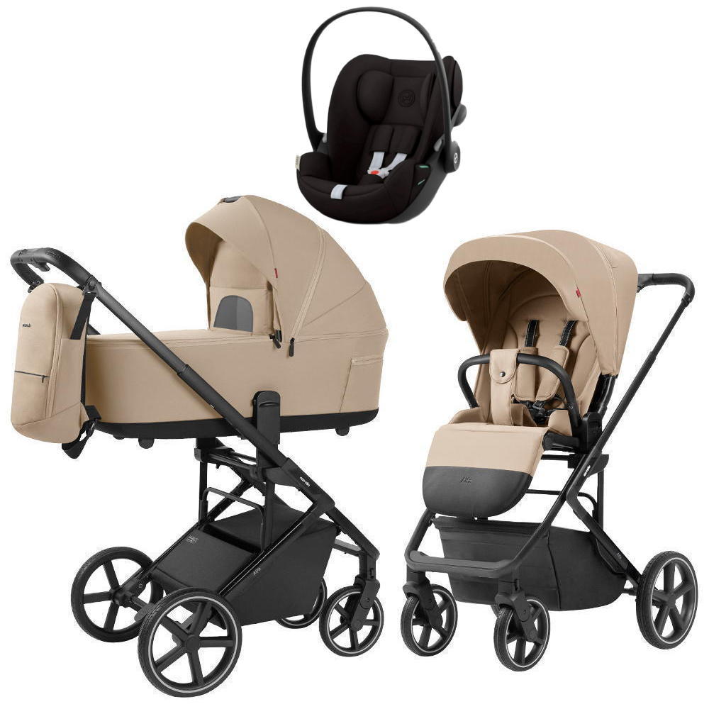 Коляска Carrello Alfa CRL-6522 2025 Cybex Cloud G i-Size Magic Black 3 в 1 Natural Beige