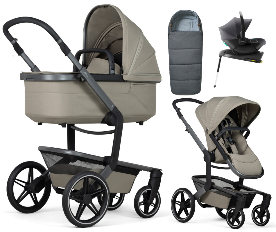 Детская коляска 4 в 1 Joolz Day 5 и автокресло Baby-Safe Core Midnight Grey и база Baby-Safe Core без адаптеров + конверт в подарок Sage green