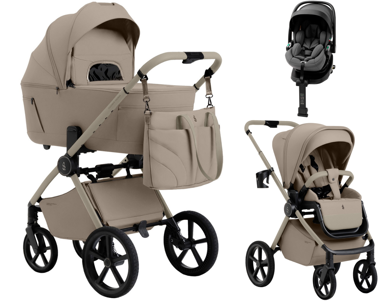 Коляска 4 в 1 Sweet Baby SBL Elegante Therma Colore 2.0 и автокресло Premier Plus Grey Champagne Beige
