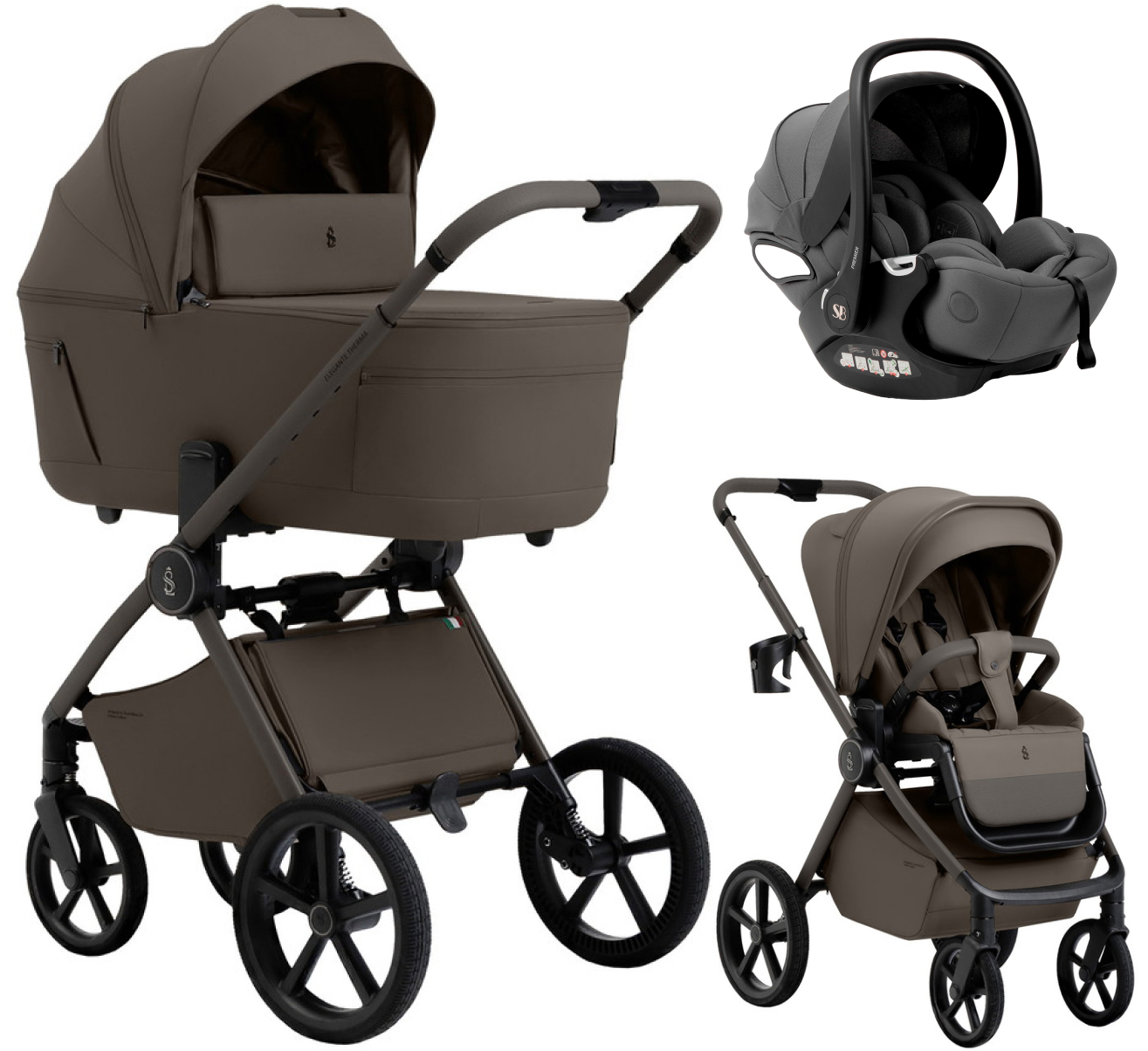 Коляска 3 в 1 Sweet Baby SBL Elegante Therma Colore + автокресло Premier Grey Dark Beige