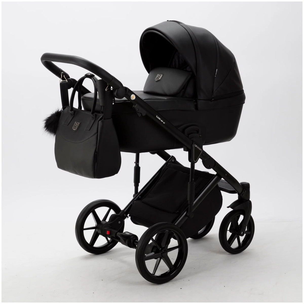 Детская коляска Adamex Lumi Air Deluxe 2 в 1 L-SA02 (Черный. Кожа)