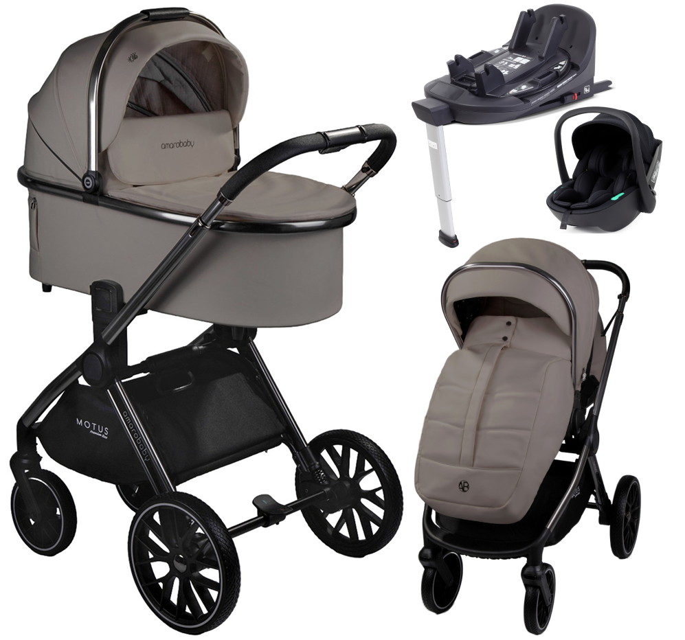 Детская коляска AmaroBaby Motus Premium Ecco 4 в 1 с автокреслом Rant Miro Black и базой мокко