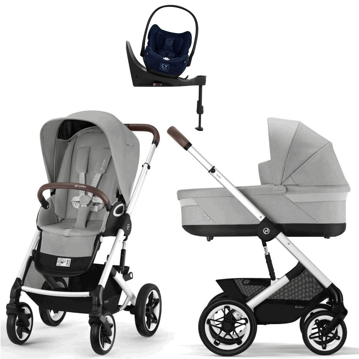 Коляска Cybex Talos S Lux SLV complete Cloud T Rebellious Luxury Denim Blue Base T 4 в 1 Stone Grey с дождевиками