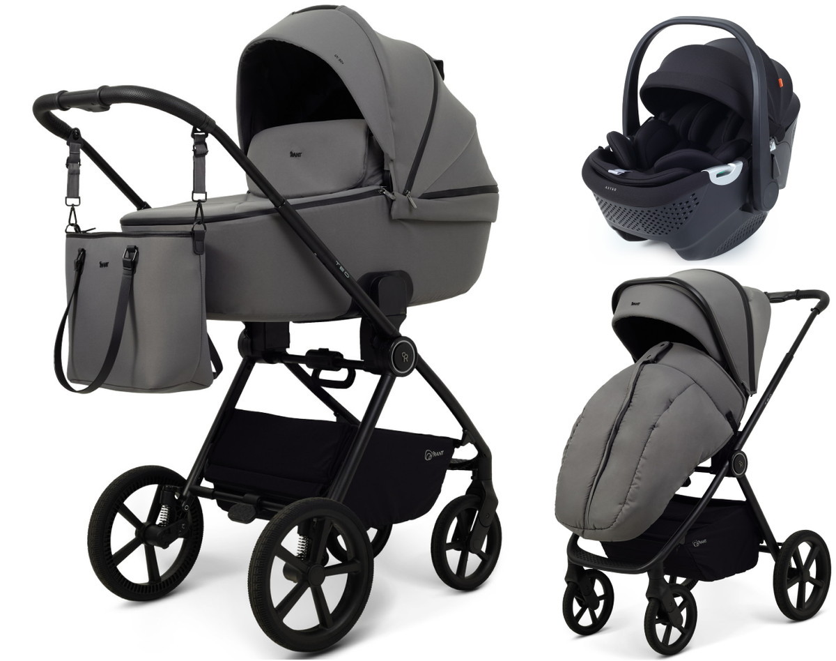 Детская коляска Rant Teo Soft 3 в 1 с автокреслом Aster Zero Black Grey