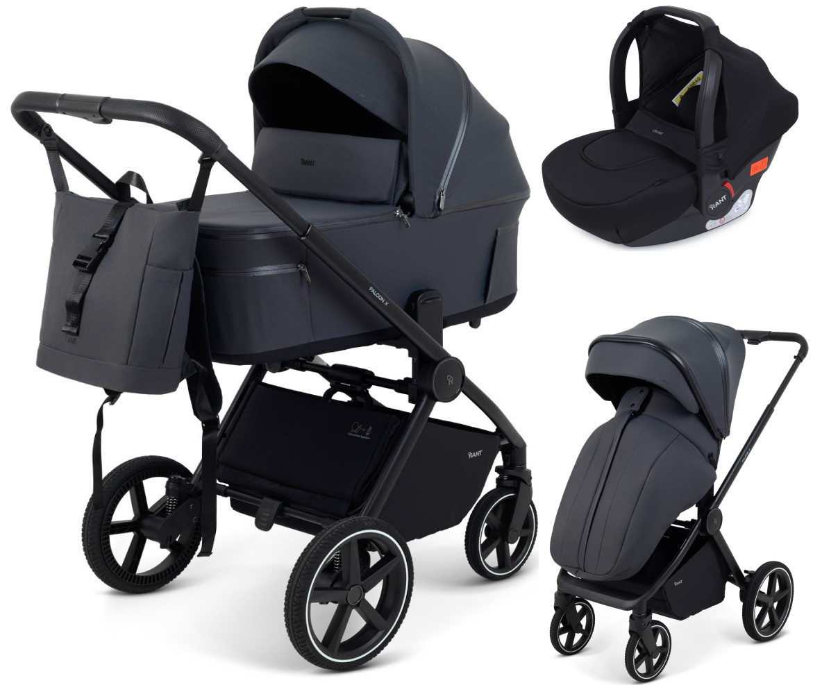 Детская коляска Rant Falcon X 3 в 1 RA126 с автокреслом Cruise Black Graphite