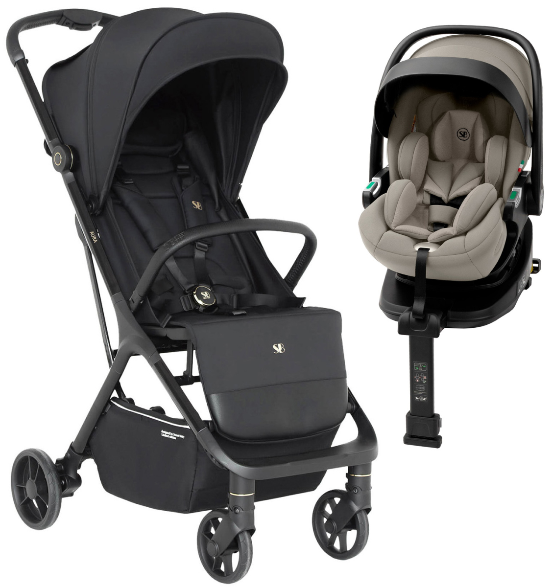Прогулочная коляска Sweet Baby Aura + автокресло Premier Plus Begie Black