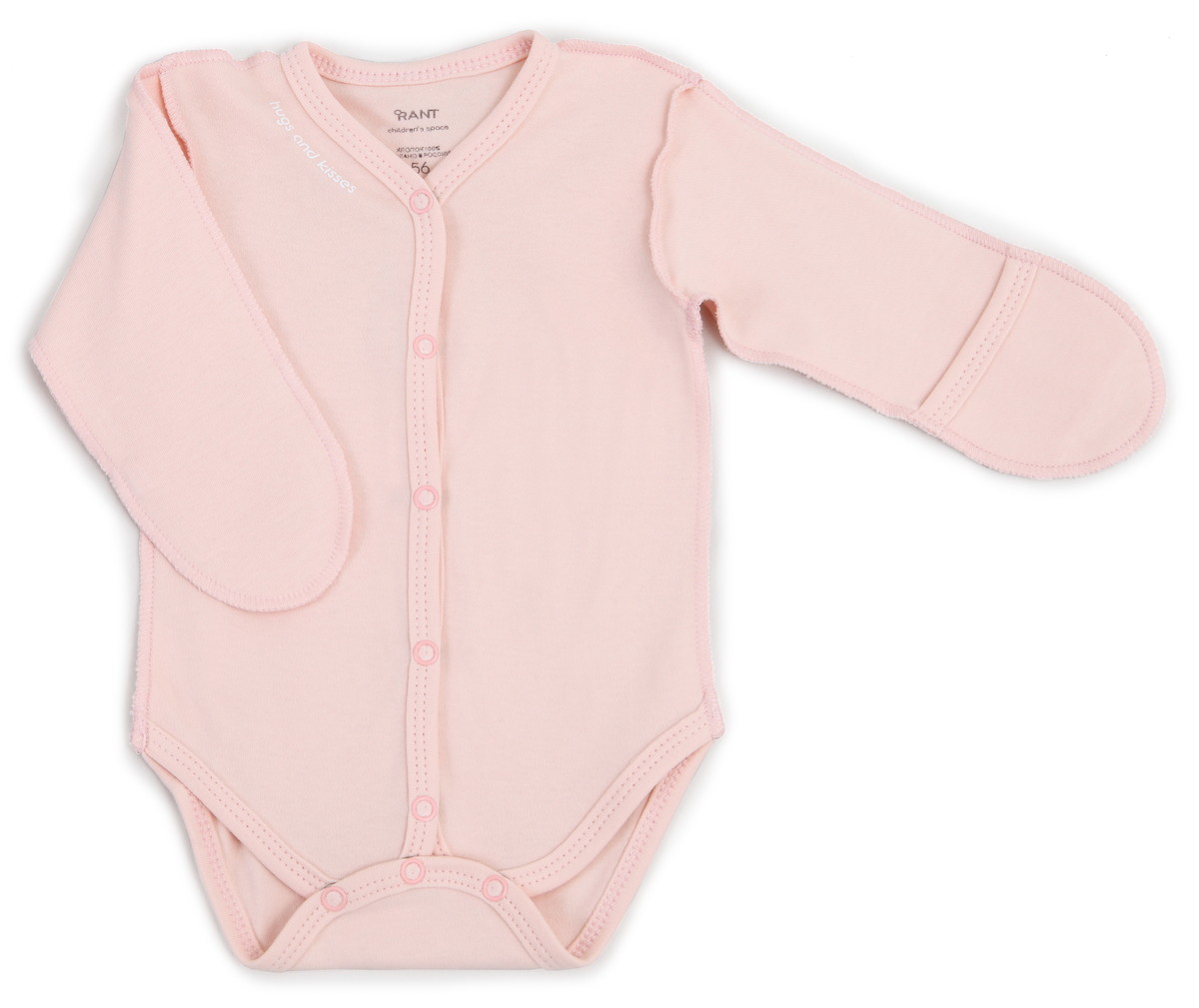 Боди Rant Hugs and Kisses с длинным рукавом 6472/6772 Soft Pink 62