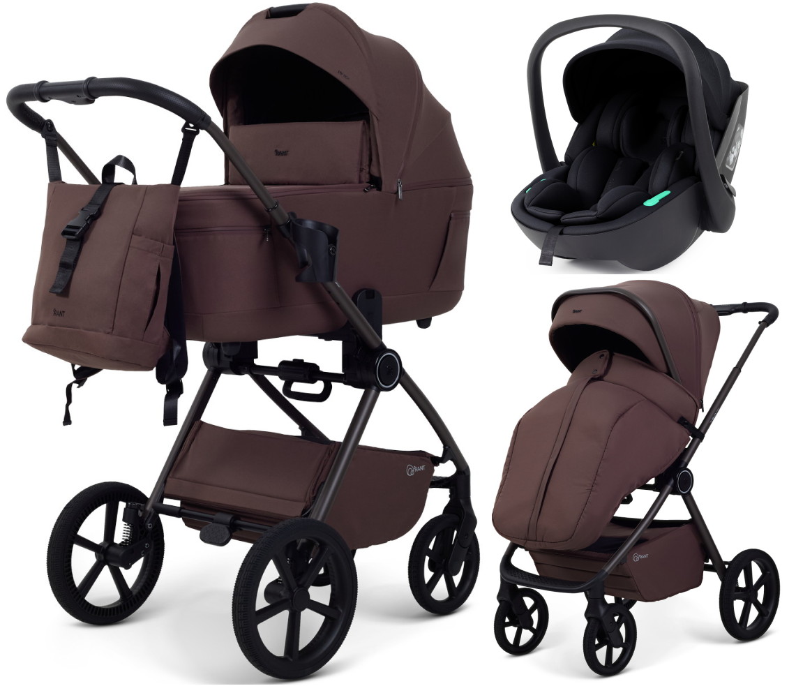 Детская коляска Rant Teo Comfort 3 в 1 с автокреслом Miro Black Marsala