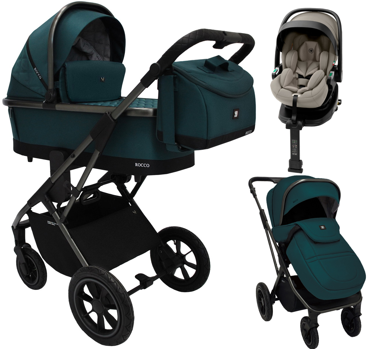 Коляска 4 в 1 Sweet Baby Rocco Air + автокресло Premier Plus Begie Green (Air)