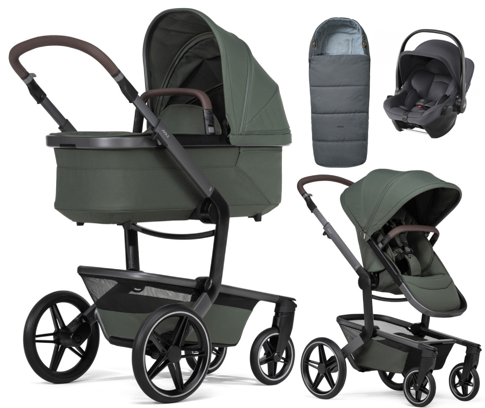 Детская коляска 3 в 1 Joolz Day 5 и автокресло Baby-Safe Core Midnight Grey + конверт в подарок Forest green