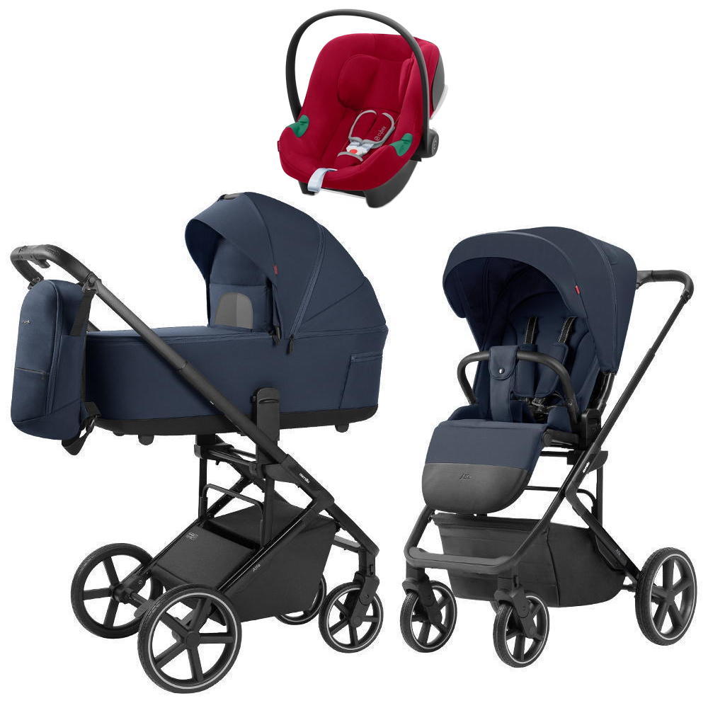 Коляска Carrello Alfa CRL-6522 2025 Cybex Aton B2 i-Size Dynamic Red 3 в 1 Denim Blue