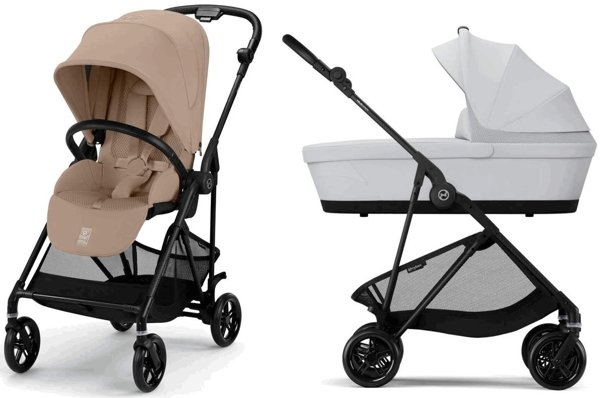 Коляска Cybex Melio Carbon 2 в 1 Almond Beige с дождевиком/Fog Grey