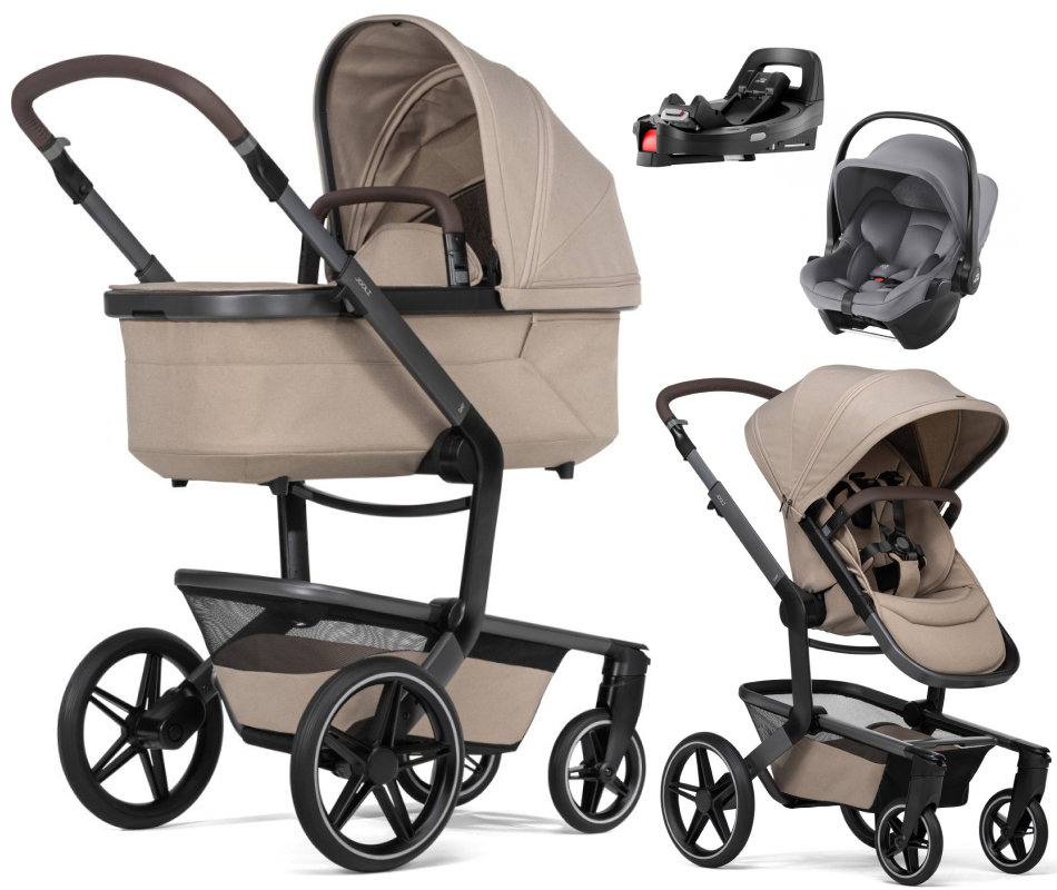 Детская коляска 4 в 1 Joolz Day 5 и автокресло Baby-Safe Core Frost Grey и база Vario Base 5Z без адаптеров Sandy Taupe