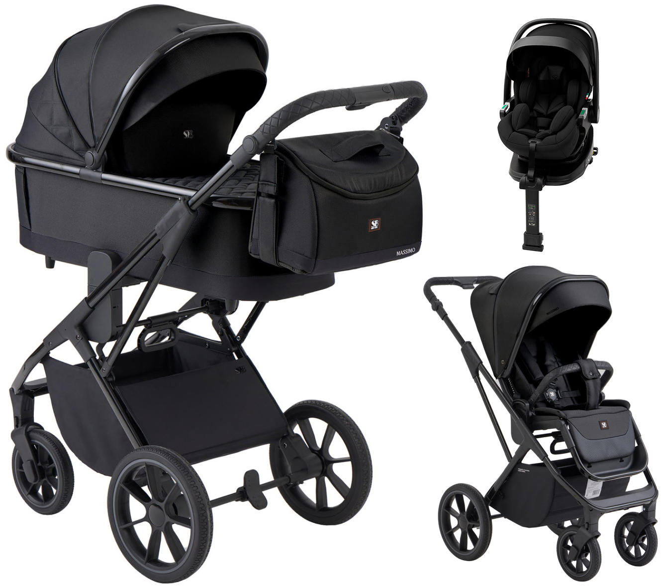 Коляска 3 в 1 Sweet Baby SBL Massimo + автокресло Premier Plus Black Black