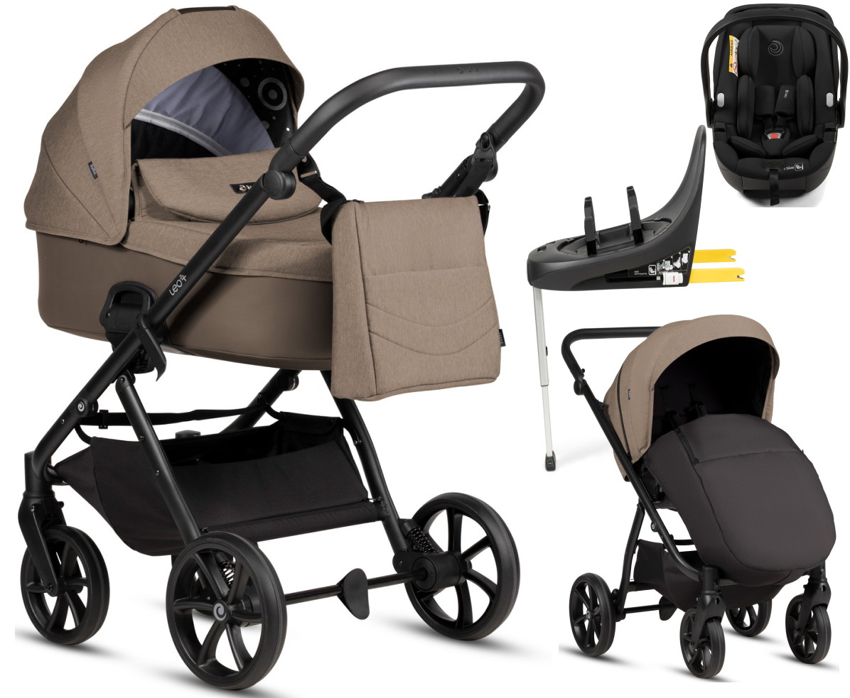 Детская коляска Tutis Leo 3 Plus 4 в 1 с автокреслом Beno Black и базой 1582261 Cinnamon