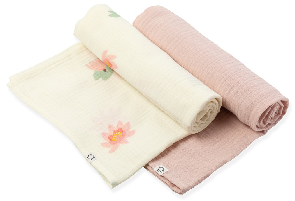 Пелёнки муслиновые Buba Kids, 2 шт, 75х115 см BKMUSSW12 Кувшинка розовая/пудра