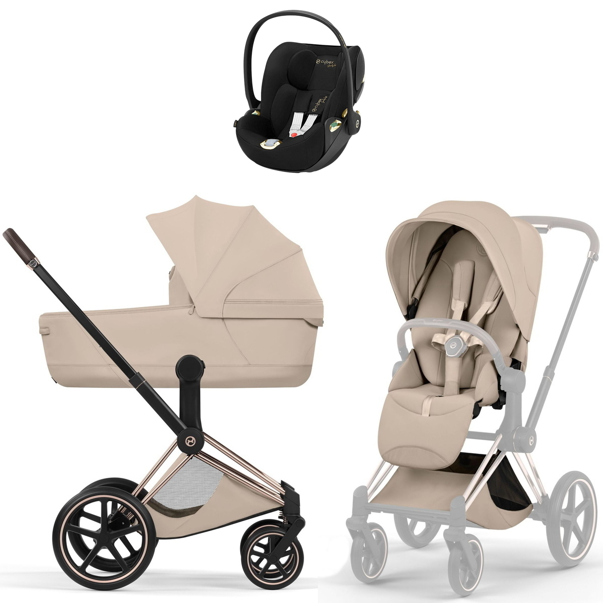 Коляска Cybex Priam V Rosegold Style Cloud T Jeremy Scott Wings 3 в 1 Cozy Beige