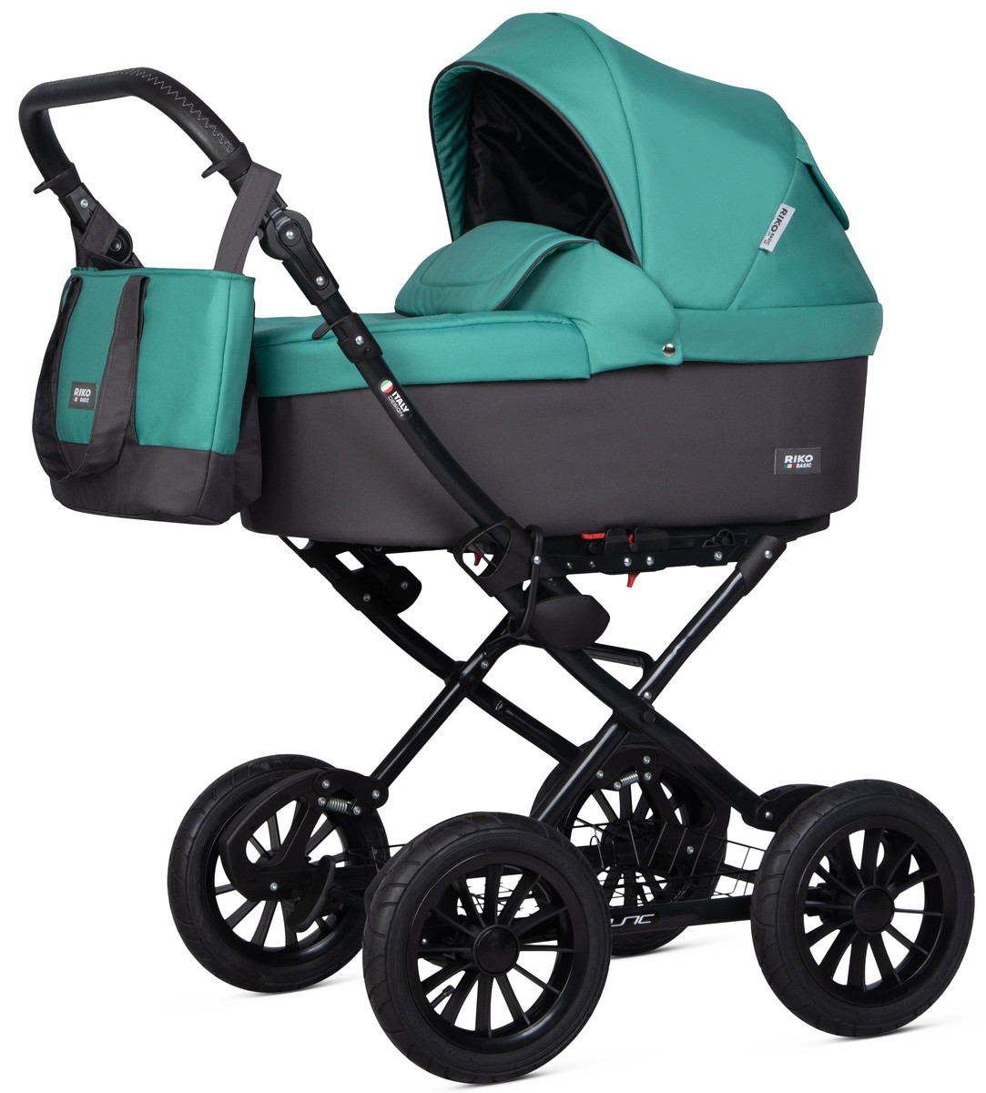 Детская коляска Riko Basic Bella Classic 2 в 1 2025 03 серый-малахит