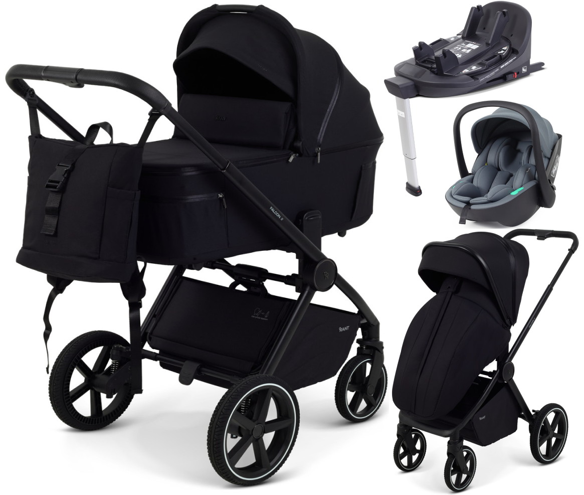 Детская коляска Rant Falcon X 4 в 1 RA126 с автокреслом Miro Graphite и базой Black