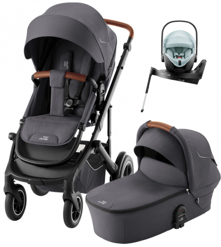 Коляска 3 в 1 Britax Roemer Smile 5Z и автокресло Baby-Safe PRO Style Harbor Blue + Vario Base 5Z Midnight Grey