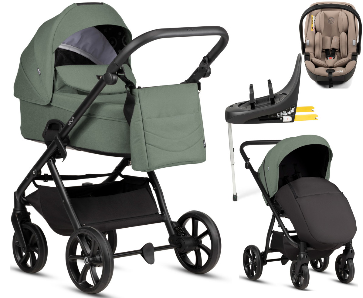 Детская коляска Tutis Leo 3 Plus 4 в 1 с автокреслом Beno Beige и базой 15822039 Sage