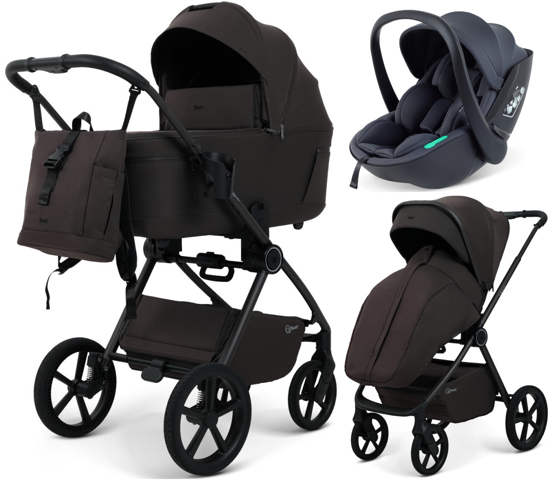 Детская коляска Rant Teo Comfort 3 в 1 с автокреслом Miro Dark Grey Shine brown