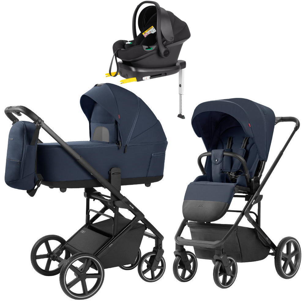 Коляска Carrello Alfa CRL-6522 2025 Nova DK791 Black Line с базой Isofix 3 в 1 Denim Blue