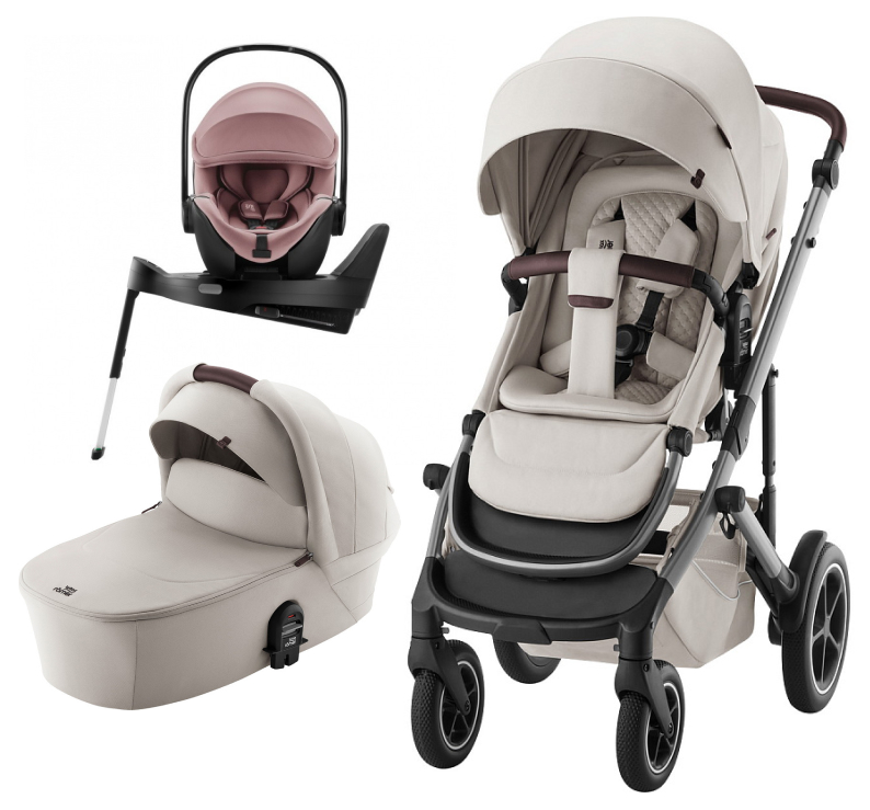 Коляска 3 в 1 Britax Roemer Smile 5Z LUX и автокресло Baby-Safe PRO Style Dusty Rose + Vario Base 5Z Soft Taupe