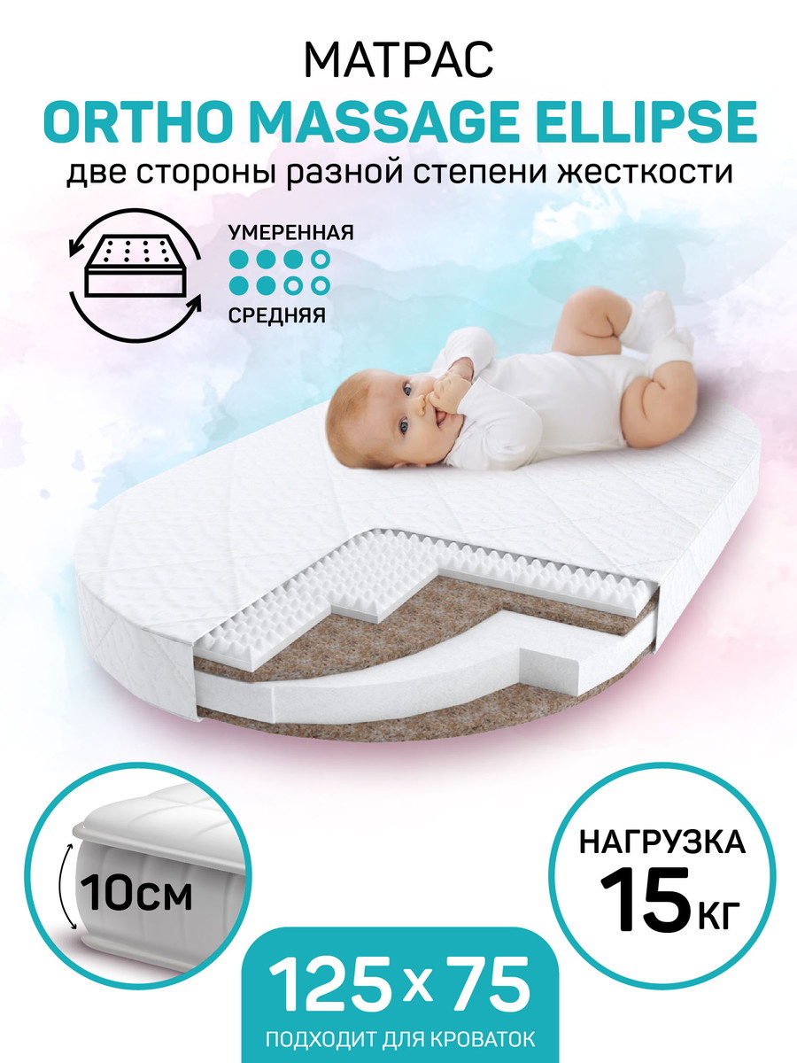 Детский матрас AmaroBaby Ortho Massage Ellipse овальный 125x75 см
