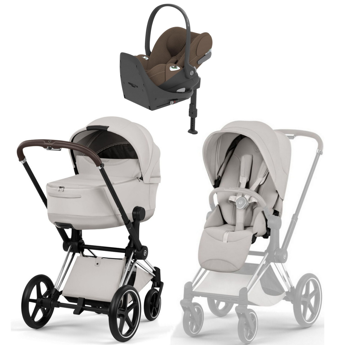Коляска Cybex Priam V Chrome Style Cloud T Coconut Brown Plus Base T 4 в 1 City Grey