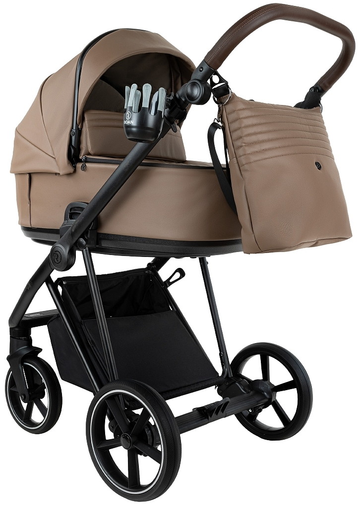 Детская коляска Roan Sol Vintage Leather 2.0 2 в 1 SL/11/L Camel/Black/руч.Тем.коричневый
