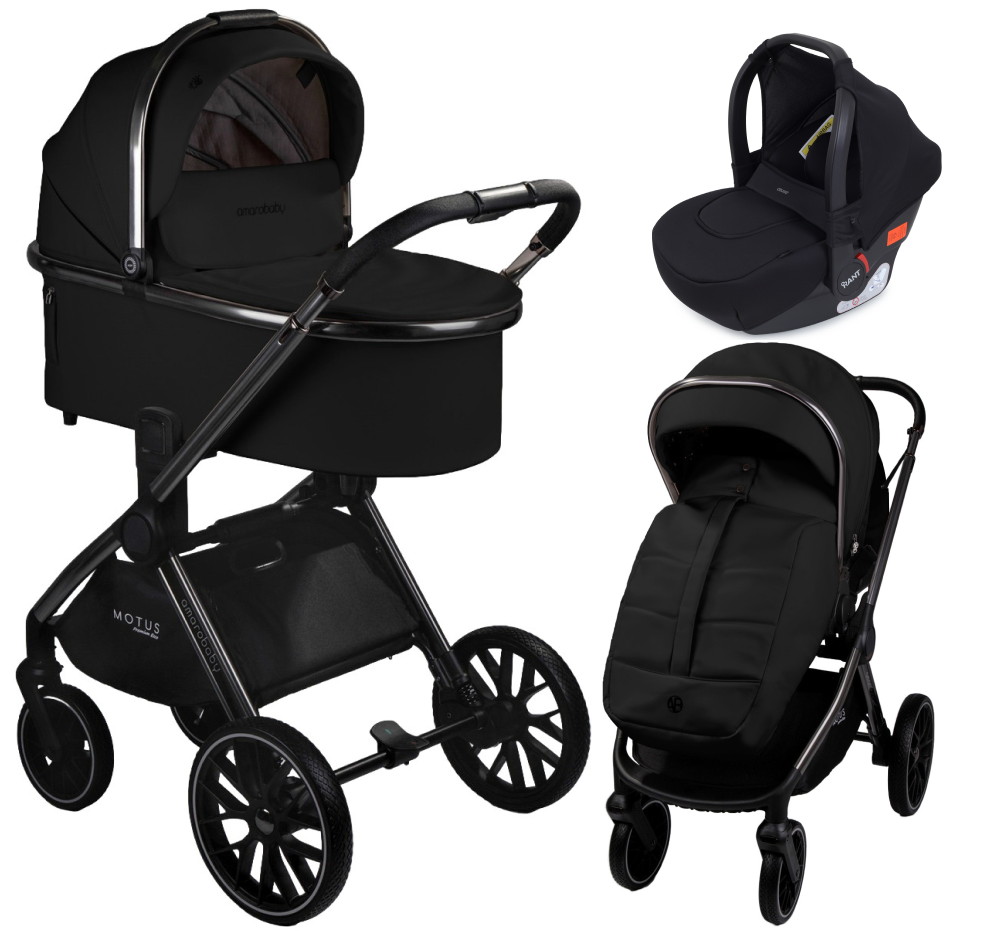 Детская коляска AmaroBaby Motus Premium Ecco 3 в 1 с автокреслом Rant Cruise Black черный
