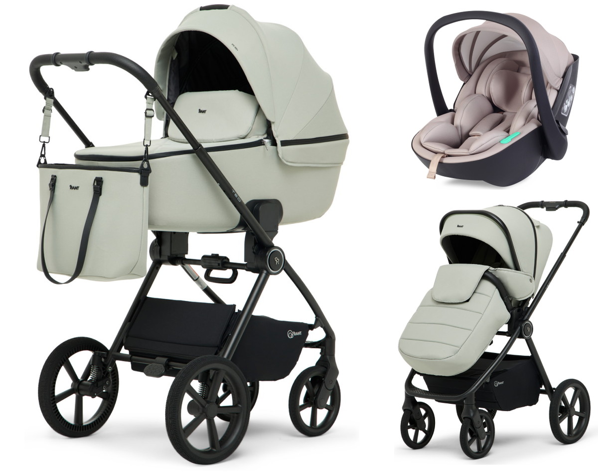 Детская коляска Rant Teo Soft 3 в 1 с автокреслом Miro Beige Sage