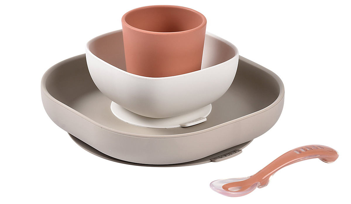 Набор детской силиконовой посуды Beaba 4 предмета 913591 TERRACOTTA