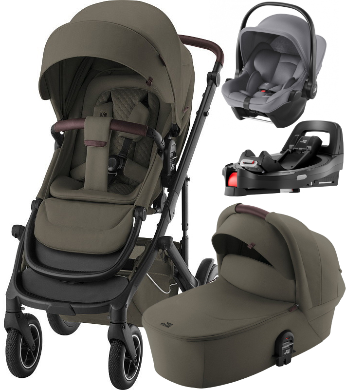 Коляска 4 в 1 Britax Roemer Smile 5Z LUX и автокресло Baby-Safe Core Frost Grey + Vario Base 5Z Urban Olive