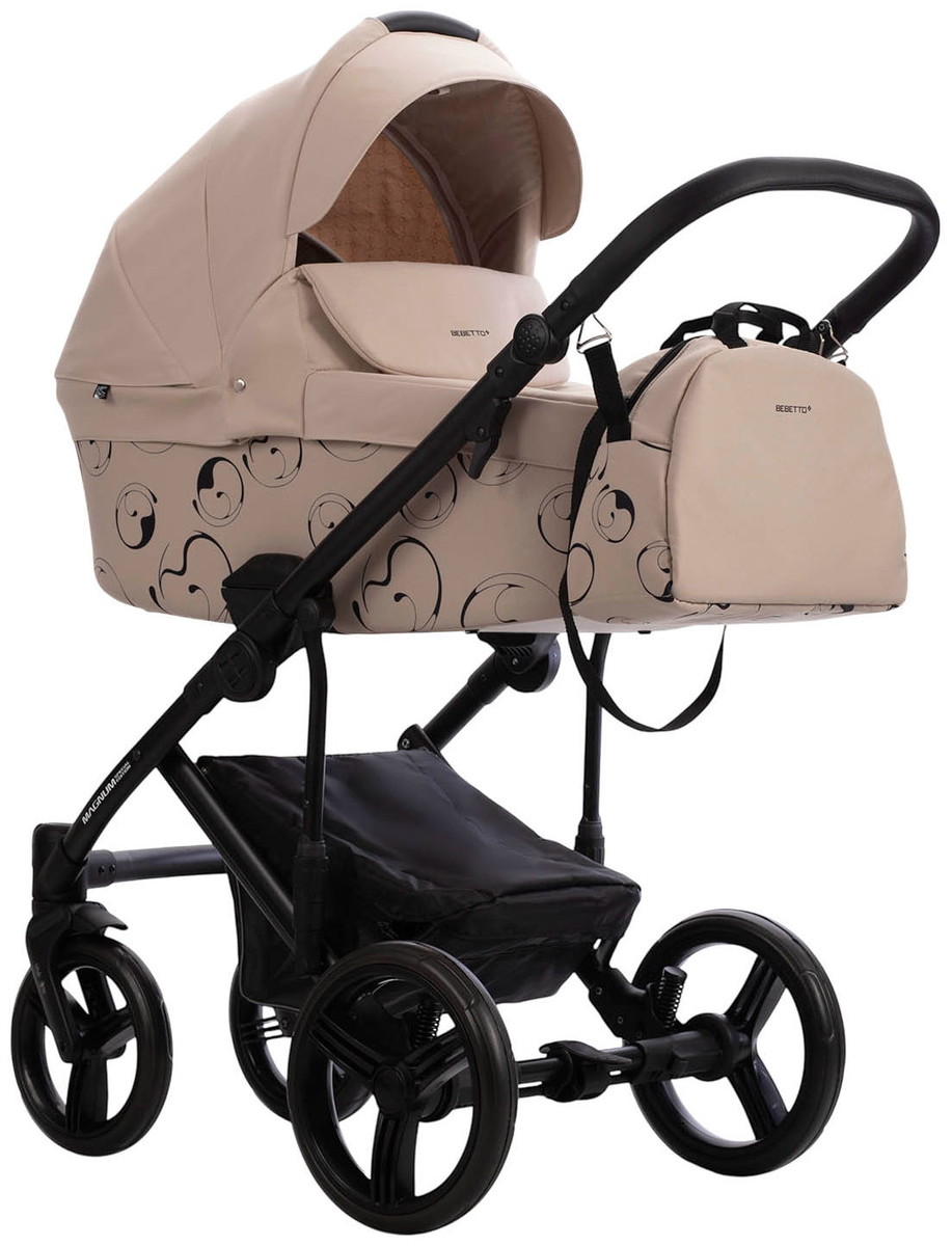 Детская коляска Bebetto Magnum Light SE 2 в 1 08 св.бежевый, черная рама