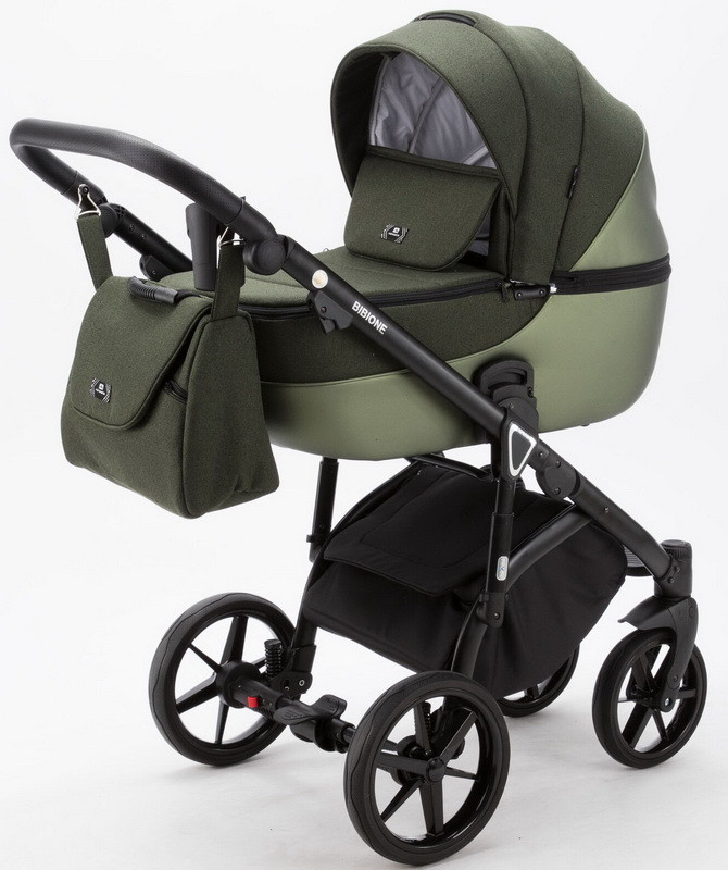 Детская коляска Adamex Bibione 3 в 1 BI-PS90 (Т.ЗЕЛЕН+ЗЕЛЕН.ПЕРЛ.КОЖА)