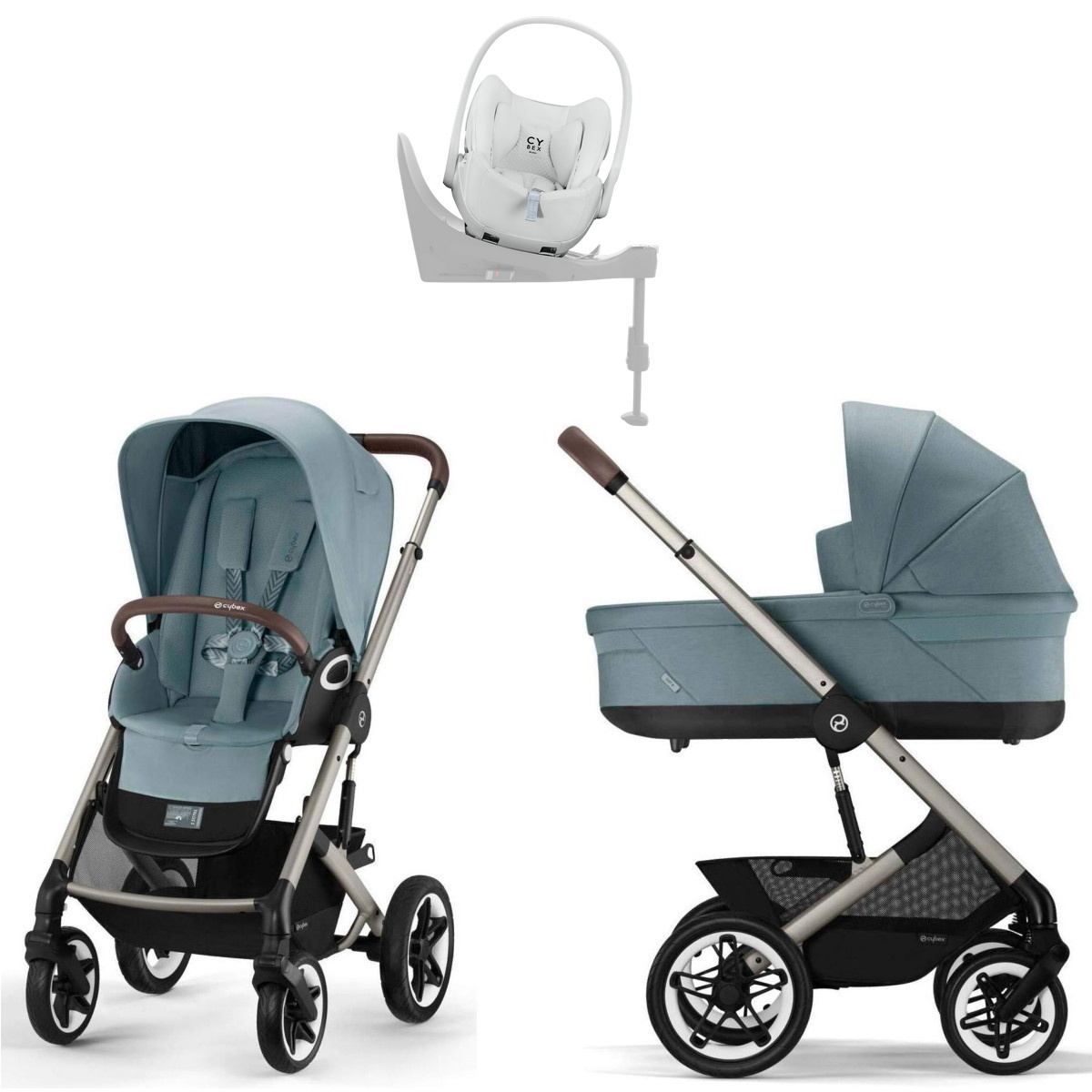 Коляска Cybex Talos S Lux TPE complete Cloud T Urban Mobility White Base T 4 в 1 Stormy Blue с дождевиками