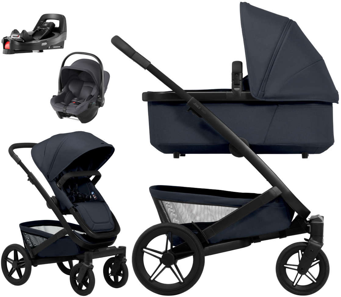 Детская коляска 4 в 1 Joolz Geo5 и автокресло Baby-Safe Core Midnight Grey2 и база Vario Base 5Z Dark Navy Blue